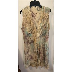 Handmade Rare Bird Shirt Sz S Sleeveless Ruffed Boho Distressed Long NOS! (b5)